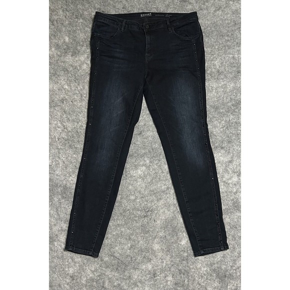 Rosner Antonia Mid Waist Skinny Jeans Women’s 14 Blue Studded Dark Wash Denim - Picture 1 of 15